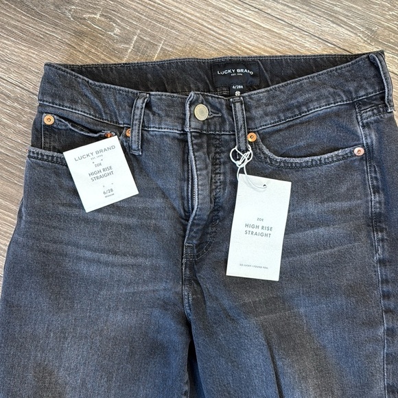 Lucky Brand Zoe High Rise Straight Distressed Black Jeans (6/28) - Picture 2 of 7